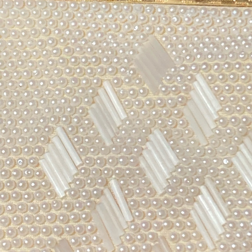 Off white beaded evening clutch purse - Picture 4 of 4